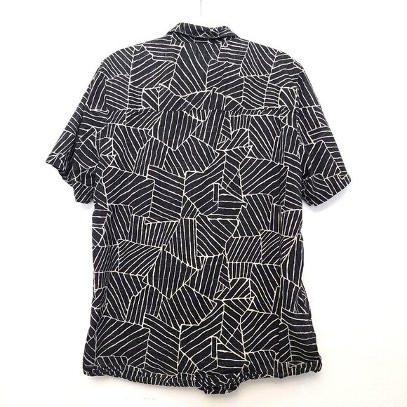 Volcom Black & Cream Abstract Print Slim Fit Short Sleeve Button Up Shirt SZ M - Picture 5 of 10